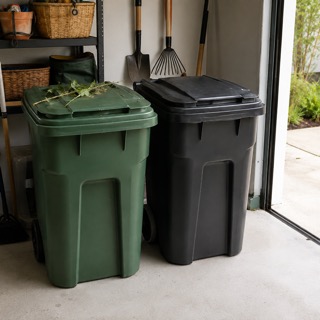 A Facilist list item: a trash cans photo with a voice note saying both cans go to the curb by 8 a.m. Tuesday.